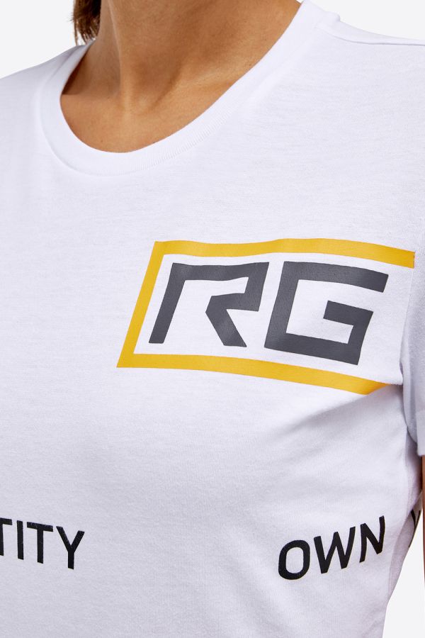 T-shirt di cotone donna con logo RG WHITE