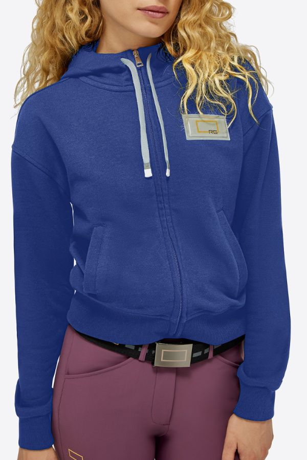 Rider's Gene woman Cropped Hooded Zip Sweatshirt ROYAL BLUE